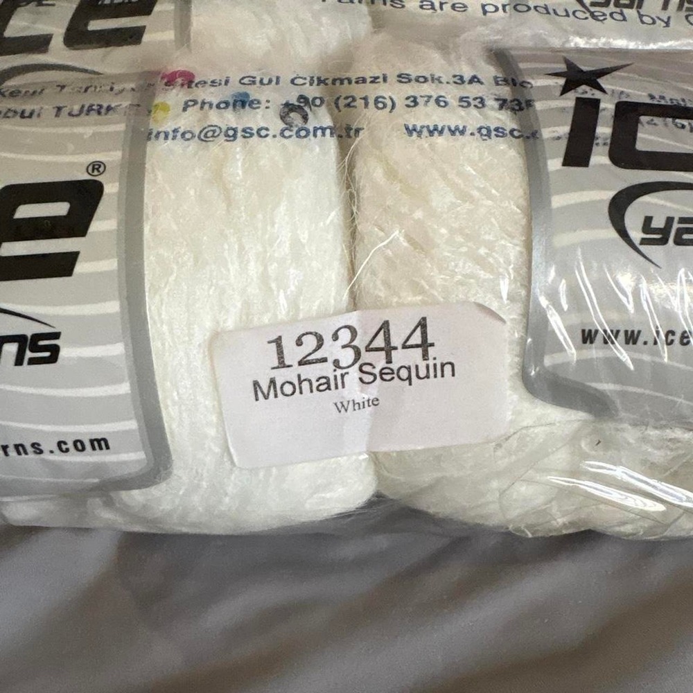 Lot of 3 skeins White Sequin Mohair yarn winter ice yarns